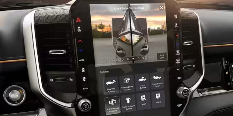 2026 Ram 1500 infotainment touchscreen with trailer camera display