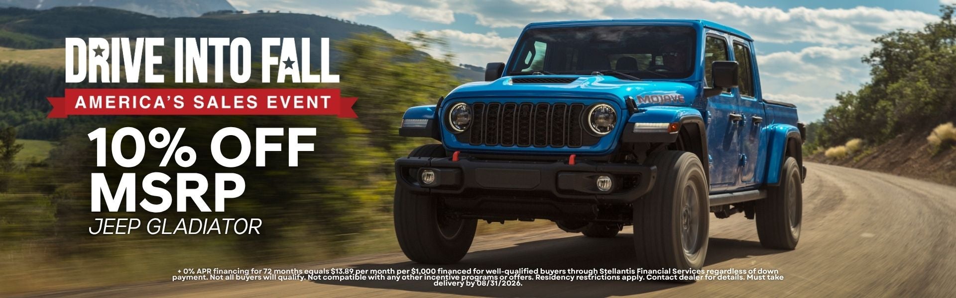 10% off MSRP on all 2026 Jeep Gladiators